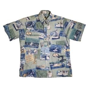 Vintage Avi Collection Kahala Half Button Shirt Mens Size L Hawaiian Hawaii
